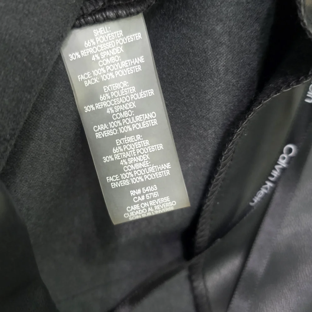 Calvin Klein Belted Jumpsuit Black Dressy Event Career Wear Size 6 Faux Leather - Picture 4 of 6